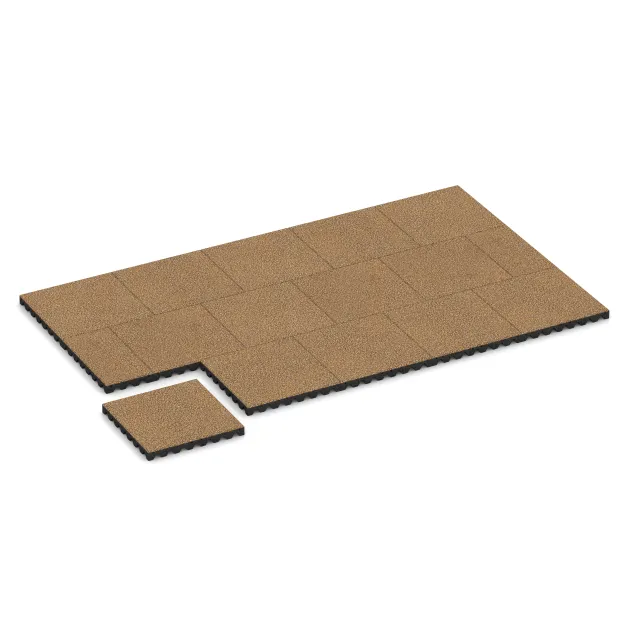 Typische Verlegung oder Einbausituation für den Artikel 5586 von WARCO - Bezpečnostní dlaždice na dětské hřiště 5 cm - EN 1177 ≤ 145 cm, Farbton Maroko in der Abmessung 500 x 500 x 50 mm.