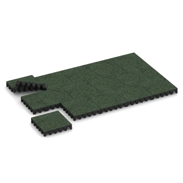 Typische Verlegung oder Einbausituation für den Artikel 3709 von WARCO - Gumová dopadová dlaždice na dětské hřiště, Farbton Anglický trávník in der Abmessung 500 x 500 x 100 mm.