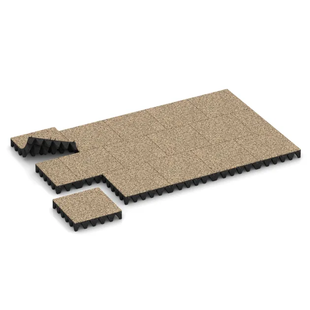 Typische Verlegung oder Einbausituation für den Artikel 3699 von WARCO - Gumová dopadová dlaždice na dětské hřiště, Farbton Travertin in der Abmessung 500 x 500 x 100 mm.