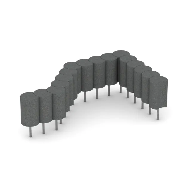 Typische Verlegung oder Einbausituation für den Artikel 2553 von WARCO - Rubber granulate palisade, Farbton Šedá břidlice in der Abmessung ø 250 x 400 mm.