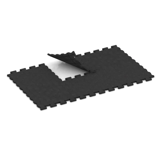 Typische Verlegung oder Einbausituation für den Artikel 3545 von WARCO - Gumová dlažba – dvojité T / H, Farbton Antracit in der Abmessung 1120 x 1000 x 43 mm.