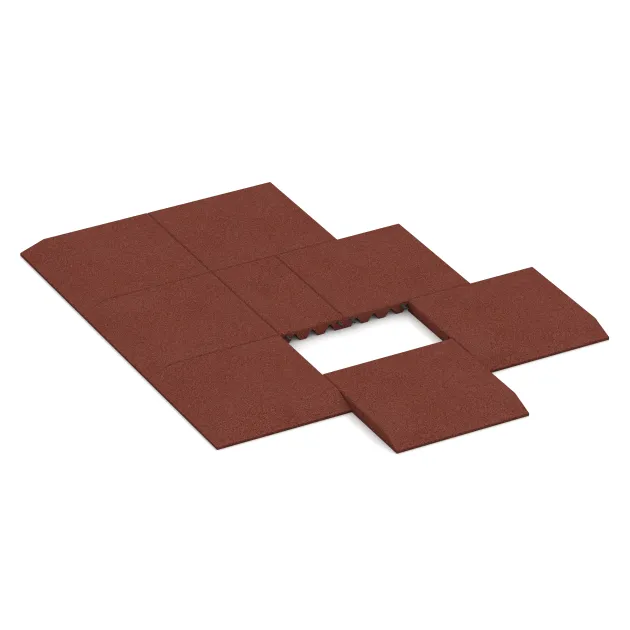 Typische Verlegung oder Einbausituation für den Artikel 0432 von WARCO - Edge tile (one chamfered side), Farbton Cihlově červená in der Abmessung 500 x 500 x 45 mm.