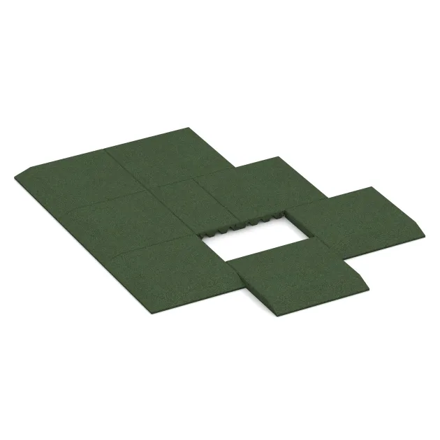 Typische Verlegung oder Einbausituation für den Artikel 0434 von WARCO - Edge tile (one chamfered side), Farbton Trávově zelená in der Abmessung 500 x 500 x 45 mm.