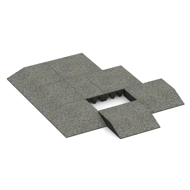 Typische Verlegung oder Einbausituation für den Artikel 3817 von WARCO - Edge tile (one chamfered side), Farbton Šedý granit in der Abmessung 500 x 500 x 100 mm.