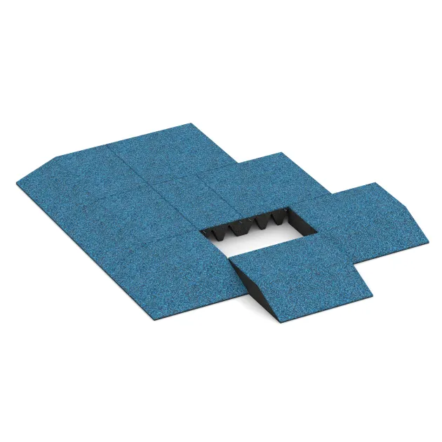 Typische Verlegung oder Einbausituation für den Artikel 3821 von WARCO - Edge tile (one chamfered side), Farbton Atlantik in der Abmessung 500 x 500 x 100 mm.