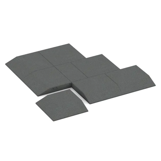 Typische Verlegung oder Einbausituation für den Artikel 0496 von WARCO - Corner tile (two chamfered sides), Farbton Šedá břidlice in der Abmessung 500 x 500 x 80 mm.