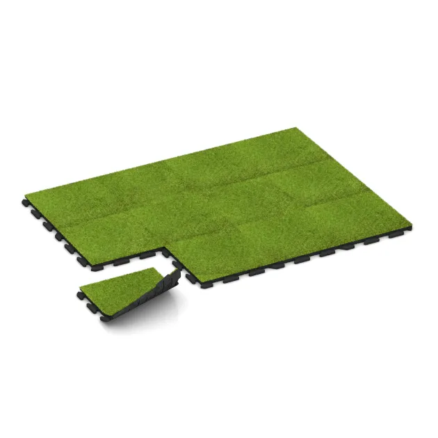 Typische Verlegung oder Einbausituation für den Artikel 4087 von WARCO - Podlahová krytina pro psy, Farbton Zelená umělá tráva in der Abmessung 500 x 500 x 30 mm.