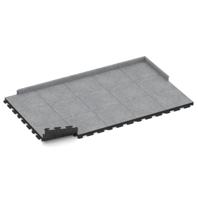 Typische Verlegung oder Einbausituation für den Artikel 4630 von WARCO - Sportovní podlaha Fitness Gumové Dlaždice Classic, Farbton Šedý melange in der Abmessung 500 x 500 x 50 mm.