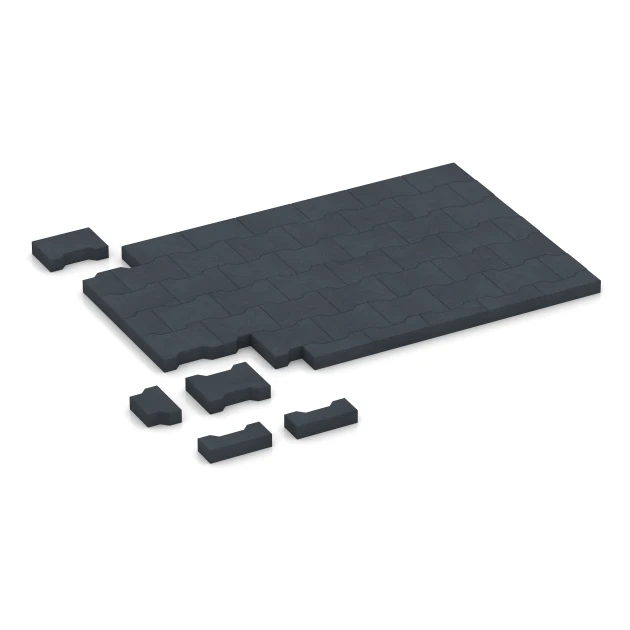 Typische Verlegung oder Einbausituation für den Artikel 7071 von WARCO - Zámková dlažba, Farbton Břidlicová šedá in der Abmessung 20 x 16,5 x 4,5 cm | 0,0278 m².