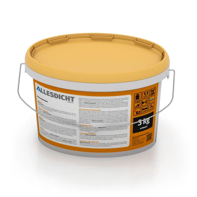 Foto der hinteren Seite vom unsymmetrischen WARCO-Formteil 0035: ALLESDICHT – Hydroizolace, Design Černá, Maße 3 kg.